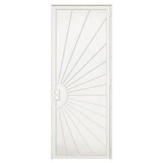 Unique Home Designs 36 in. x 96 in. Solana Navajo White Surface Mount Right Hand Steel Security Door with Perforated Metal Screen 5HS610NAVAJ96L