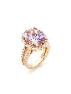 Rose Gold, Diamond, and Amethyst Ring by Vendoro