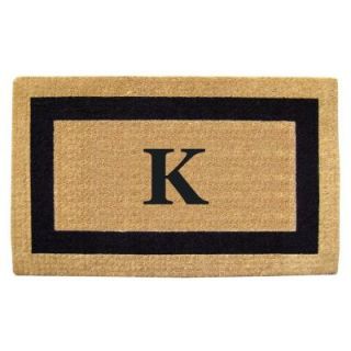 Creative Accents Single Picture Frame Black 22 in. x 36 in. HeavyDuty Coir Monogrammed K Door Mat 02020K