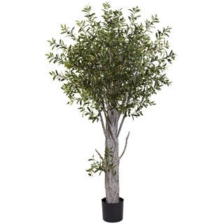 Nearly Natural 4 foot Olive Topiary Silk Tree Decorative Plant