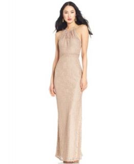 Adrianna Papell Illusion Beaded Blouson Gown
