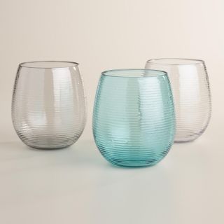 Ribbed Acrylic Stemless Glasses Set of 4