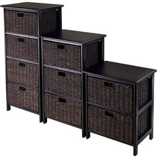 Winsome Omaha Storage Rack with 9 Foldable Baskets, Dark Espresso/Chocolate