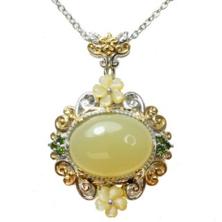 Michael Valitutti Two tone Yellow Opal, Shell Flower and Chrome