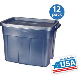 Rubbermaid 18 Gallon (72 Quart) Roughneck Storage Box, Blue, Set of 12