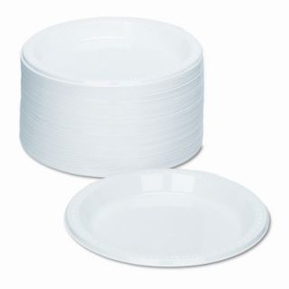 Plastic Dinnerware, Plates, 9 Diameter, White, 125 per Pack