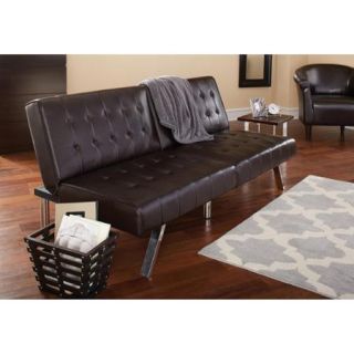 Mainstays Faux Leather Tufted Convertible Futon, Brown