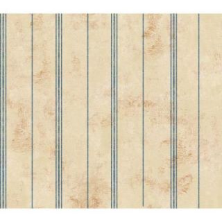 The Wallpaper Company 56 sq. ft. Blue And Beige Faux Texture With Pinstripes Wallpaper WC1282842