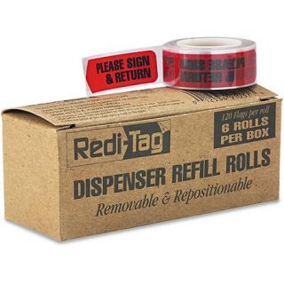 Redi Tag Message Arrow Flag Refills, "Please Sign and Return", Red, 6 Rolls of 120 Flags