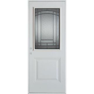 Stanley Doors 36 in. x 80 in. Chatham Patina 1/2 Lite 1 Panel Prefinished White Right Hand Inswing Steel Prehung Front Door 1538S B 36 R P