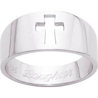 Personalized Sterling Silver Cutout Cross Ring