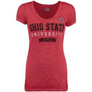 Ohio State Buckeyes Womens Scarlet Must Have Burnout V Neck T Shirt