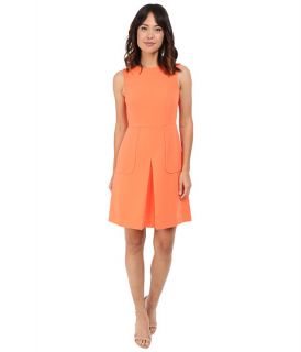 Donna Morgan Sleeveless Crepe Pleat Front Fit and Flare Sherbert