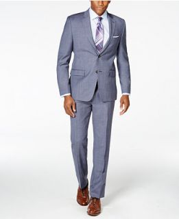 Lauren Ralph Lauren Mens Light Blue Plaid Slim Fit Suit   Suits