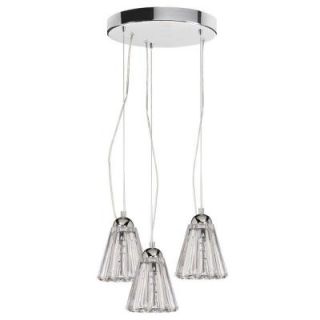 Radionic Hi Tech Industrial Chic 3 Light Polished Chrome Round Clear Crystal Pendant DHC593 12R PC