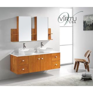 Virtu Ultra Modern 61 Double Clarissa Bathroom Vanity Set with Mirror