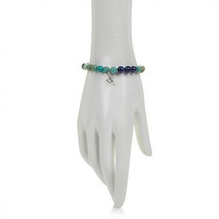 Jay King Turquoise and Lapis Stretch Bracelet with Sterling Silver Charm   8041655