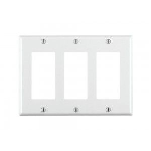 Leviton 80411 W Electrical Wall Plate, Decora, 3 Gang   White