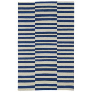Flatweave TriBeCa Blue Stripes Wool Rug (5 x 8)   15765193