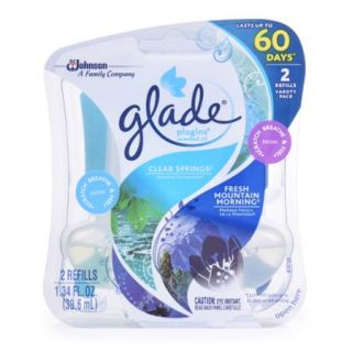 Glade PlugIns Scented Oil Air Freshener Refill, Clear Springs & Fresh Mountain Morning, 2 count, 1.34 Ounces