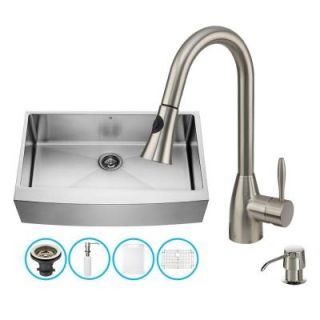 Vigo All in One Farmhouse Apron Front Stainless Steel 36 in. 0 Hole Single Bowl Kitchen Sink in Stainless Steel VG15260