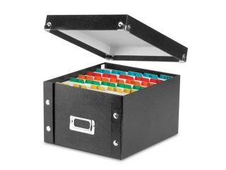 IDEA STREAM IDESNS01647 Index Card Box, with Label Holder, 8.25 in. x 9 in. x 5.25 in., Black