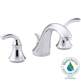 KOHLER Forte 8 in. Widespread 2 Handle Low Arc Bathroom Faucet in Polished Chrome with Sculpted Lever Handles K 10272 4 CP