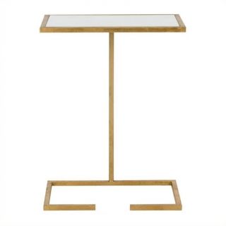 Safavieh Neil Iron and Glass Accent Table in Gold and White   FOX2528A