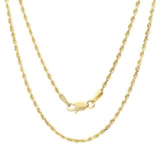 Sterling Essentials 14k Yellow Gold Diamond Cut Rope Chain Necklace