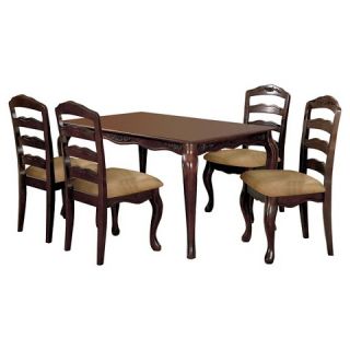 Piece Floral Accented 60 Dining Table Set Wood/Dark Walnut