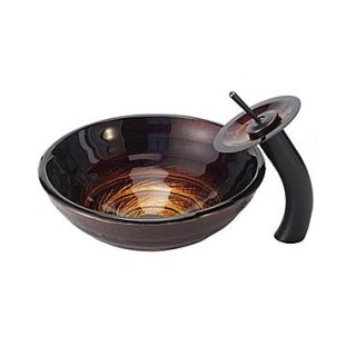 Kraus Iris Vessel Sink with Waterfall Faucet; Oil Rubbed Bronze