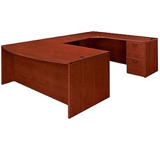 DMI Office Furniture Fairplex 7005557B 29 Laminate Right Bow Front U Desk with Corner Credenza, Cognac Cherry