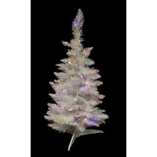 2.5' Pre Lit LED White Sparkle Spruce Pencil Artificial Christmas Tree   Multi