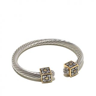 Emma Skye Jewelry Designs Pavé Endcap 2 Tone Stainless Steel Bangle Brac   7753572