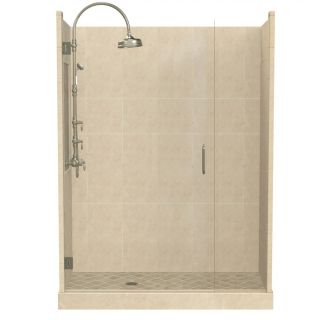 American Bath Factory Panel Medium Fiberglass and Plastic Composite Wall and Floor Alcove Shower Kit (Actual 86 in x 34 in x 60 in)