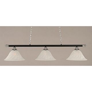 Toltec Lighting Oxford 3 Light Billiard Light; Chrome and Matte Black