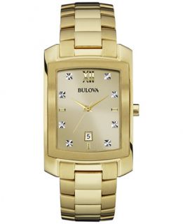 Bulova Mens Diamond Accent Gold Tone Stainless Steel Bracelet Watch
