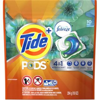 Tide PODS Plus Febreze, Botanical Rain, HE Turbo Laundry Detergent Pacs, 10 count