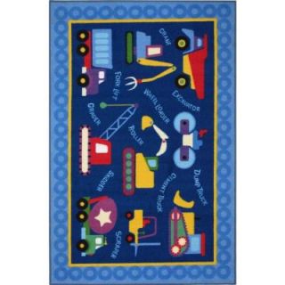 LA Rug Olive Kids Under Construction Multi Colored 19 in. x 29 in. Accent Rug OLK 026 1929