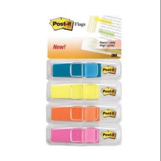 Post it Bright Small Tape Flag   Removable   0.50" X 1.75"   Bright Blue, Bright Green, Bright Pink, Orange   4 / Pack (6834ABX)