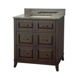 Bramerton 31 in. Vanity in Dark Espresso with Granite Vanity Top in Mohave Beige with White Basin BTEVT3122D