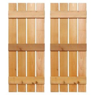 Design Craft MIllworks 15 in. x 43 in. Baton Spaced Board and Batten Shutters Pair Natural Cedar 420071