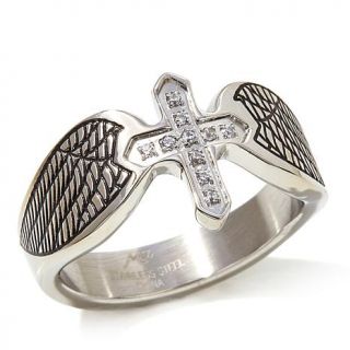 Michael Anthony Jewelry® CZ "Angel Wing" Cross Stainless Steel Ring   7962923