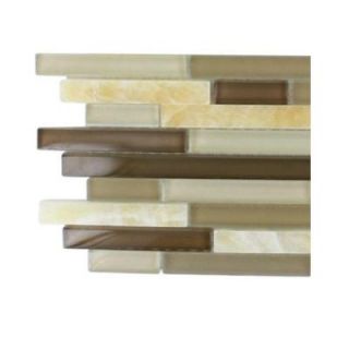 Splashback Tile Temple Taffee Marble and Glass Tile   3 in. x 6 in. x 8 mm Tile Sample R3B3