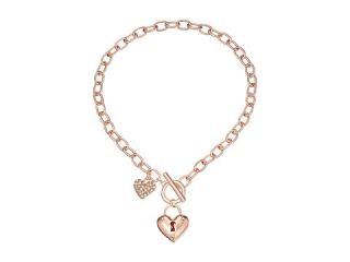 Guess Puffy Heart Toggle Necklace Rose Gold