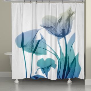 Laural Home X Ray Blue Bloom Shower Curtain (71 inch x 74 inch