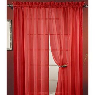 Kashi Home Lisa Sheer Single Curtain Panel; Crimson
