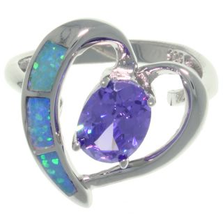 Carolina Glamour Collection Sterling Silver Created Opal and Purple CZ