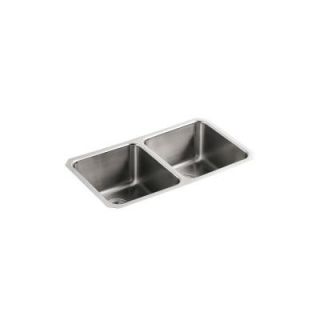 KOHLER Undertone Undermount Stainless Steel 32 in. Double Bowl Scratch Resistant Kitchen Sink K 3171 NA