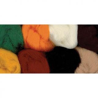 100% Wool Roving 8 Pack   Yellow, Brown, Orange, White, Black, Green, Tan, Rust   3991937